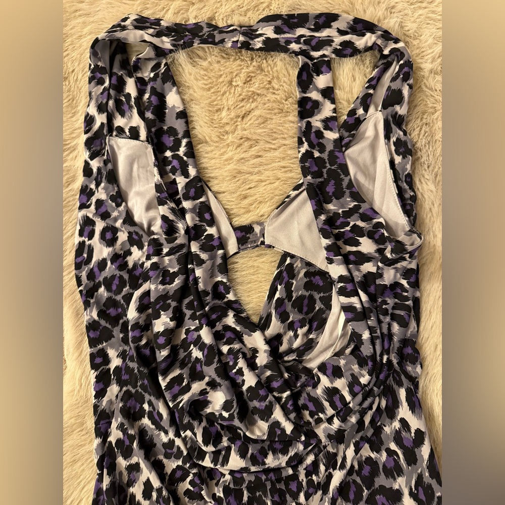 Y2K Leopard Dress with Cowl Back and Flattering Front Knot - Picture 3 of 10